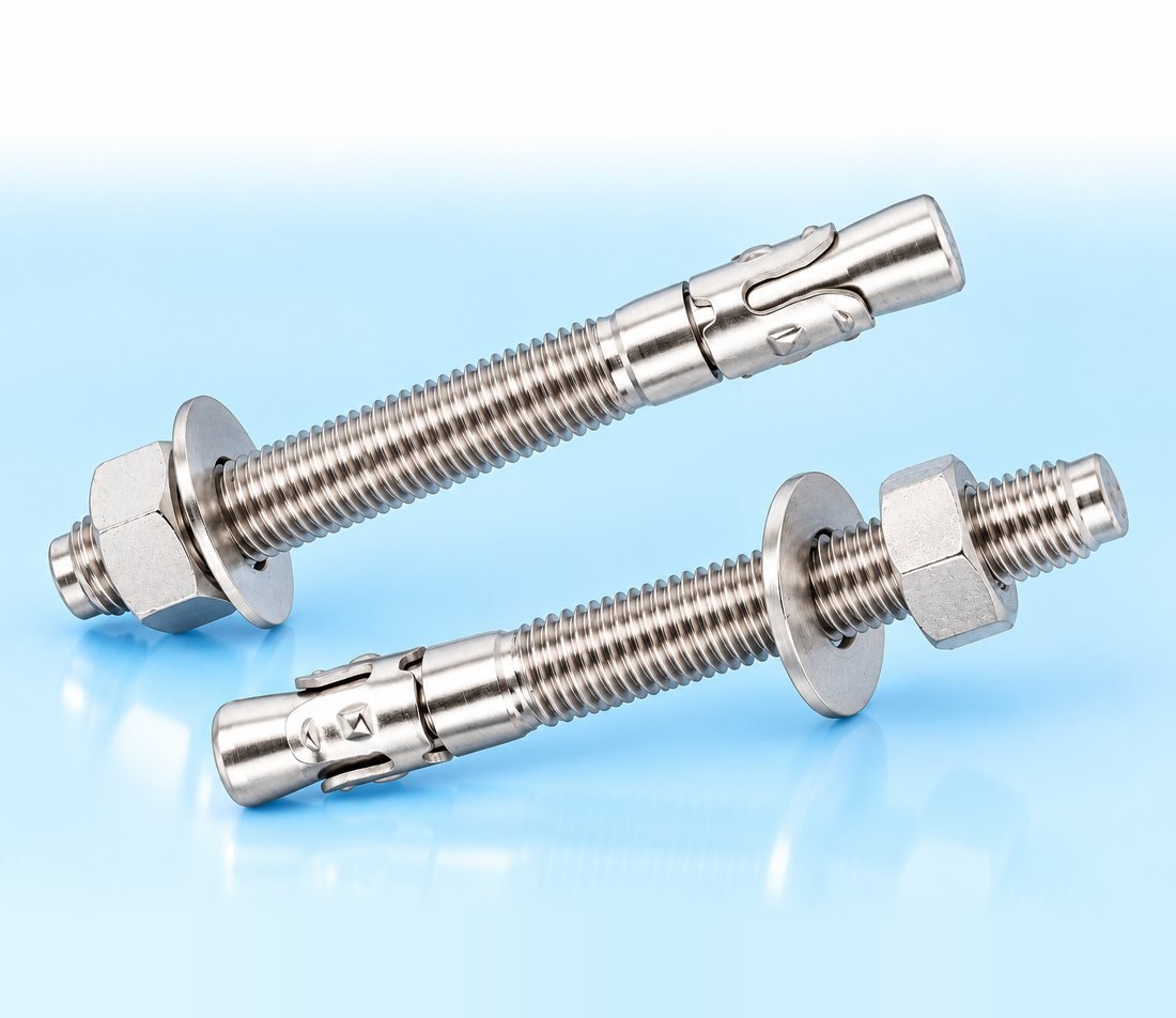 Wedge type anchor fasteners for concrete